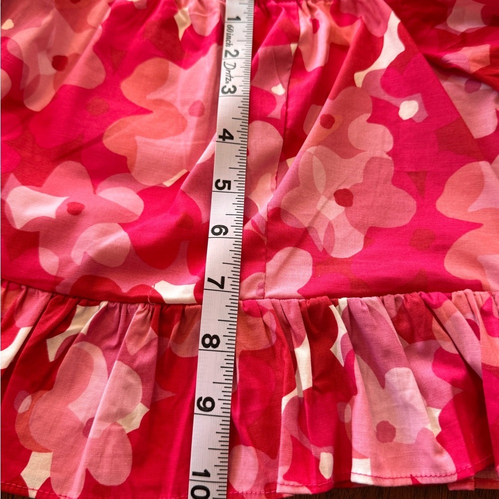 Buddy Love size M ladies Floral Red and Pink Puff Sleeve 2 piece mini skirt&top - Picture 4 of 10